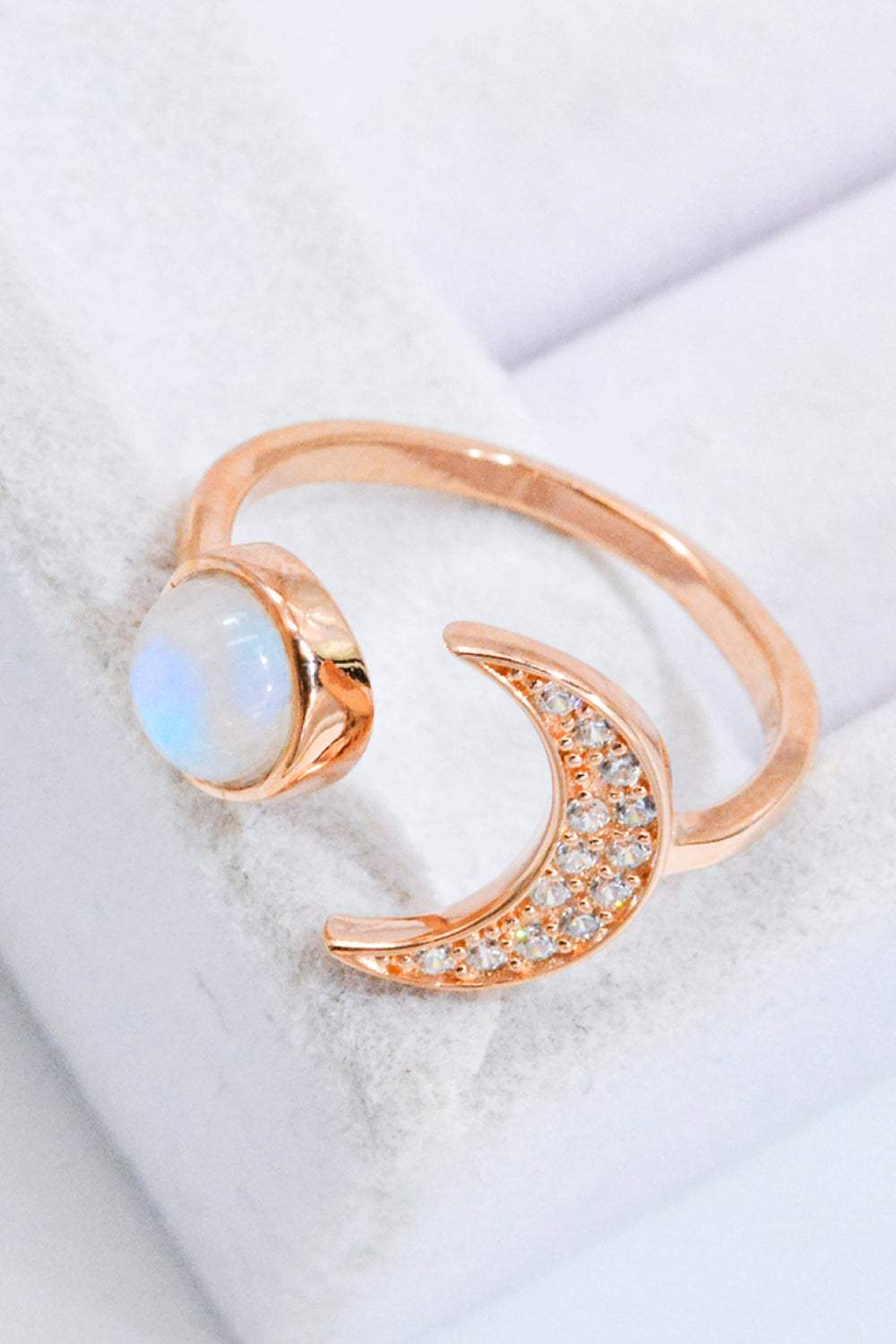 Natural Moonstone and Zircon Sun & Moon Open Ring Moonstone - Tophatter Daily Deals