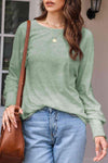 Round Neck Smocked Long Sleeve Blouse Blouses - Tophatter Daily Deals