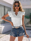 Notched Neck Butterfly Sleeve Blouse White Blouses - Tophatter Daily Deals