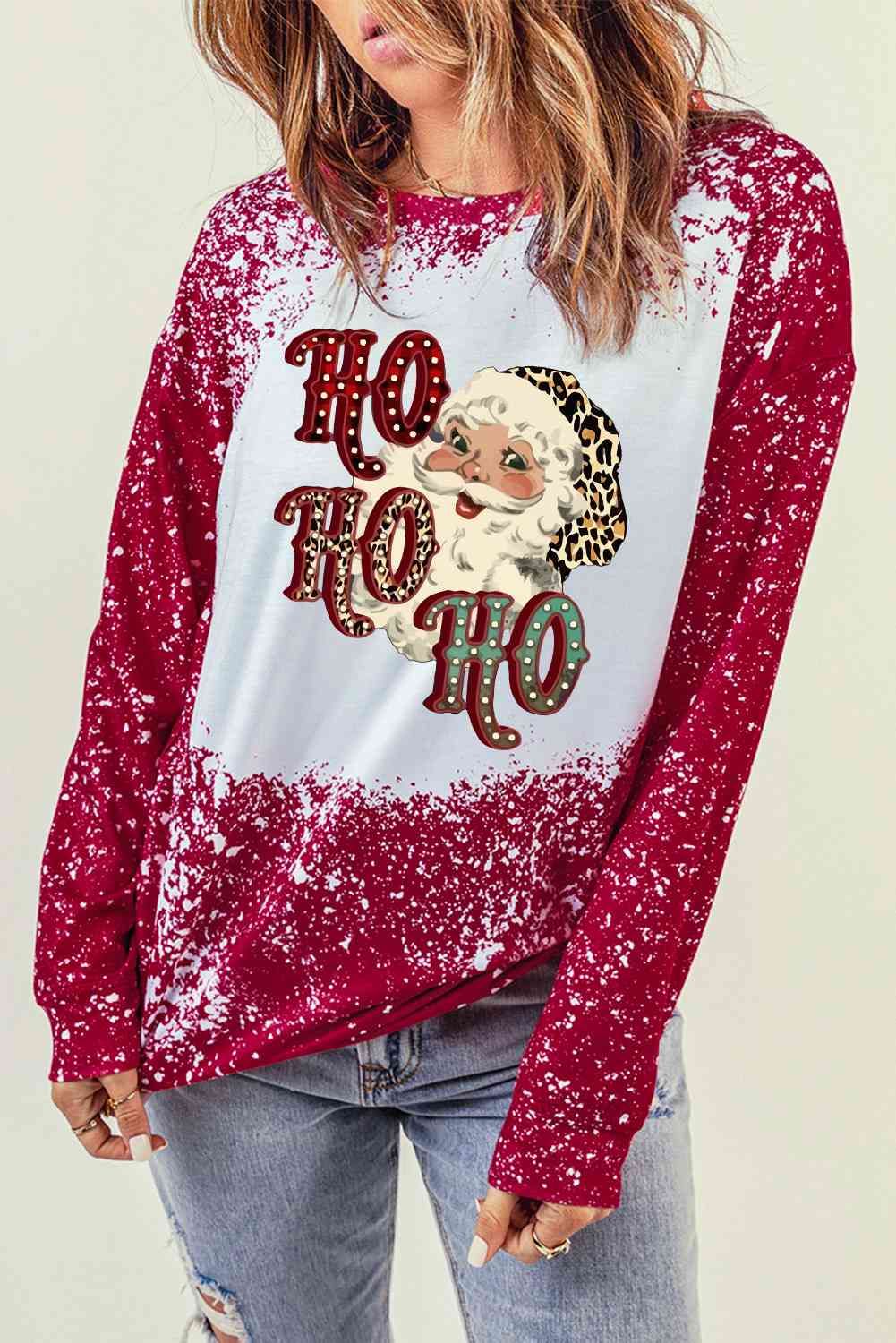 Santa Graphic Long Sleeve T-Shirt Women's T-Shirts - Tophatter Daily Deals