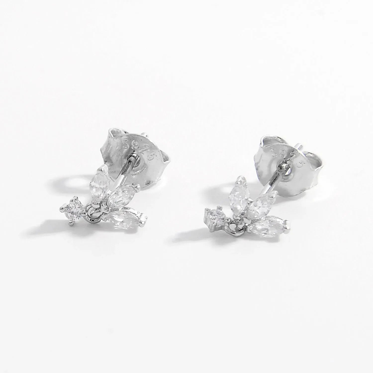 Inlaid Zircon 925 Sterling Silver Geometric Stud Earrings Earrings - Tophatter Daily Deals