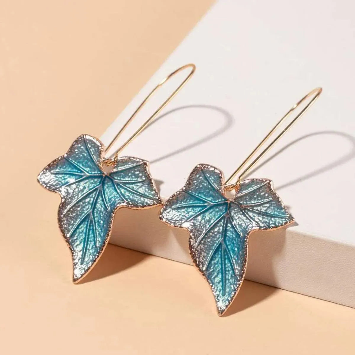 Alloy Leaf Drop Earrings Sky Blue One Size Earrings - Tophatter Daily Deals