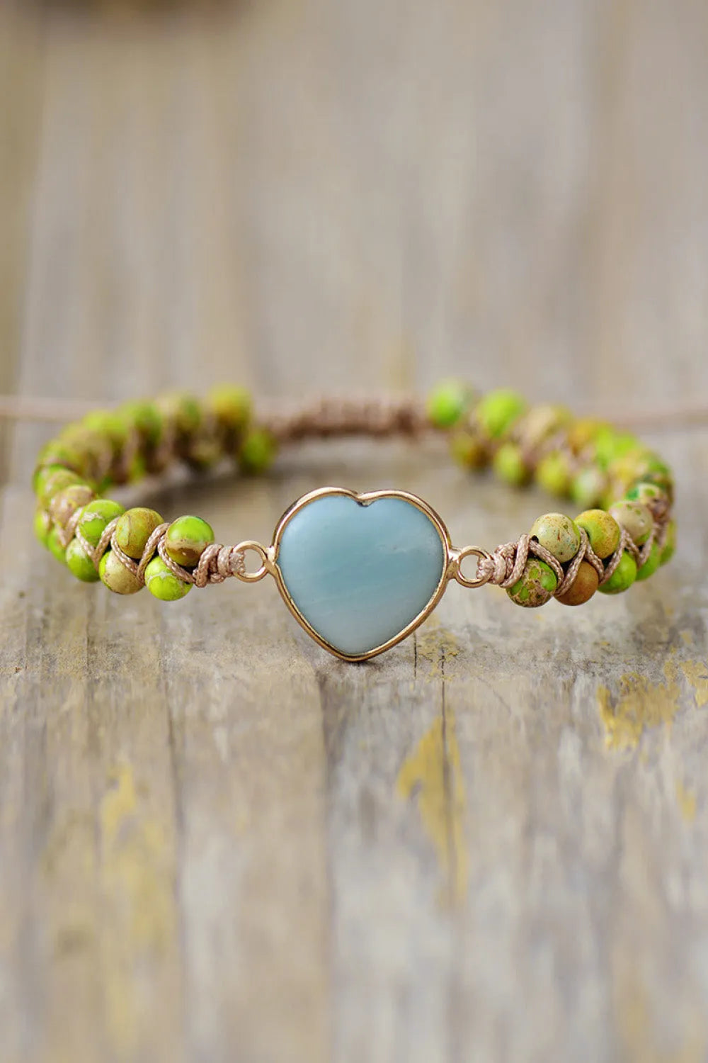 Handmade Heart Shape Natural Stone Bracelet Lime One Size Bracelets - Tophatter Daily Deals