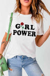 GIRL POWER Rose Graphic Tee Shirt Women's T-Shirts - Tophatter Daily Deals