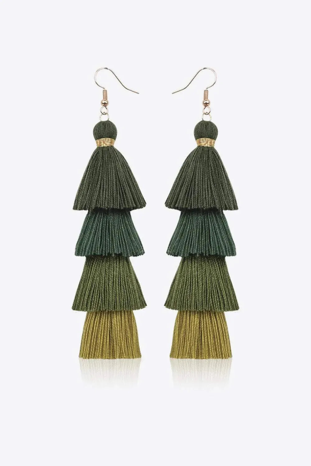 Layered Tassel Earrings Forest One Size Earrings - Tophatter Daily Deals
