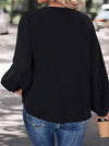 Contrast V-Neck Long Sleeve Blouse Blouses - Tophatter Daily Deals