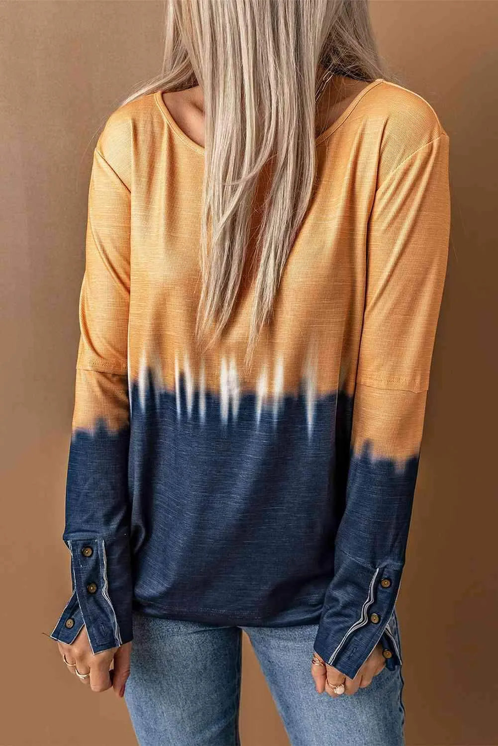 Contrast Boat Neck Long Sleeve Top Blouses - Tophatter Daily Deals