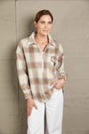 Double Take Plaid Half-Zip Collared Curved Hem Sweatshirt Blouses - Tophatter Daily Deals