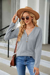 Cable-Knit Long Sleeve V-Neck T-Shirt Women's T-Shirts - Tophatter Daily Deals