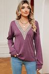 V-Neck Dropped Shoulder T-Shirt Fuchsia Women's T-Shirts - Tophatter Daily Deals