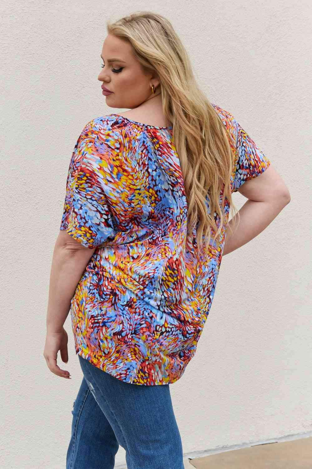 Be Stage Full Size Printed Dolman Flowy Top Blouses - Tophatter Daily Deals