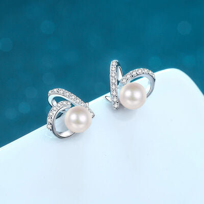 Natural Pearl Moissanite 925 Sterling Silver Earrings Moissanite - Tophatter Daily Deals