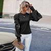 Ruched Round Neck Lantern Sleeve Blouse Blouses - Tophatter Daily Deals