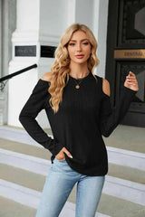 Dropped Shoulder Long Sleeve Blouse Black Blouses - Tophatter Daily Deals