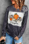 Round Neck Long Sleeve Pumpkin Graphic T-Shirt Women's T-Shirts - Tophatter Daily Deals