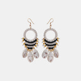 Shell Cotton Cord Brass Dangle Earrings Black One Size Earrings - Tophatter Daily Deals