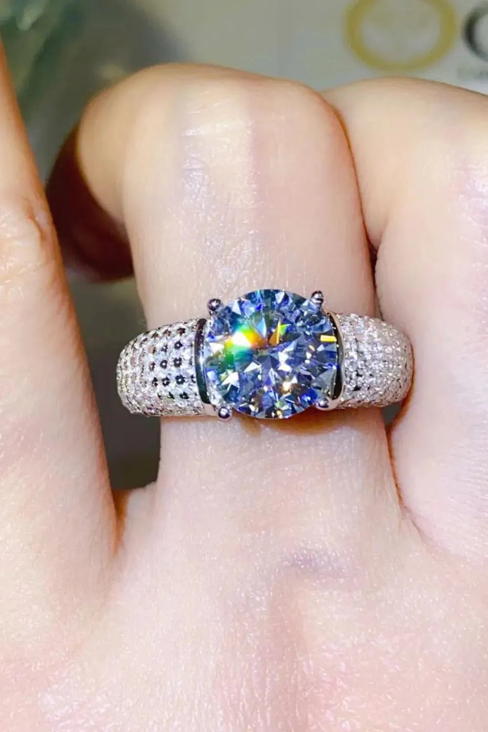 3 Carat Moissanite Side Stone Ring White Rings - Tophatter Daily Deals