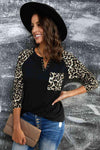 Leopard Print Grommet Long Sleeve Tee Women's T-Shirts - Tophatter Daily Deals