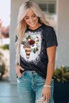 US Flag Bull Graphic Round Neck Tee Women's T-Shirts - Tophatter Daily Deals