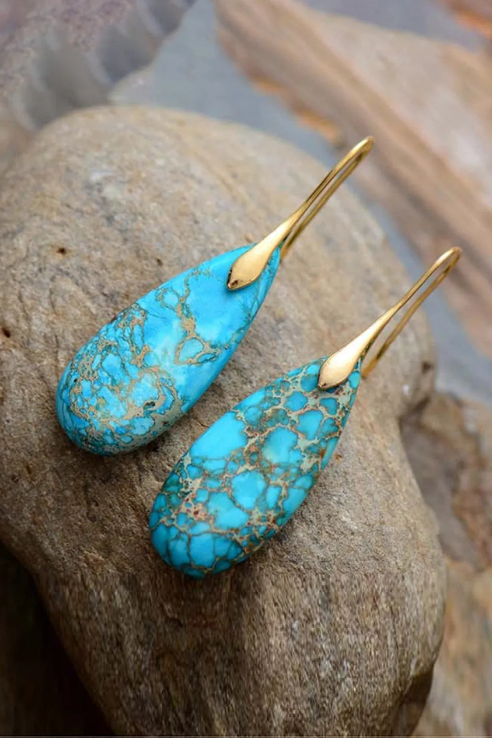 Handmade Teardrop Shape Natural Stone Dangle Earrings Earrings - Tophatter Daily Deals