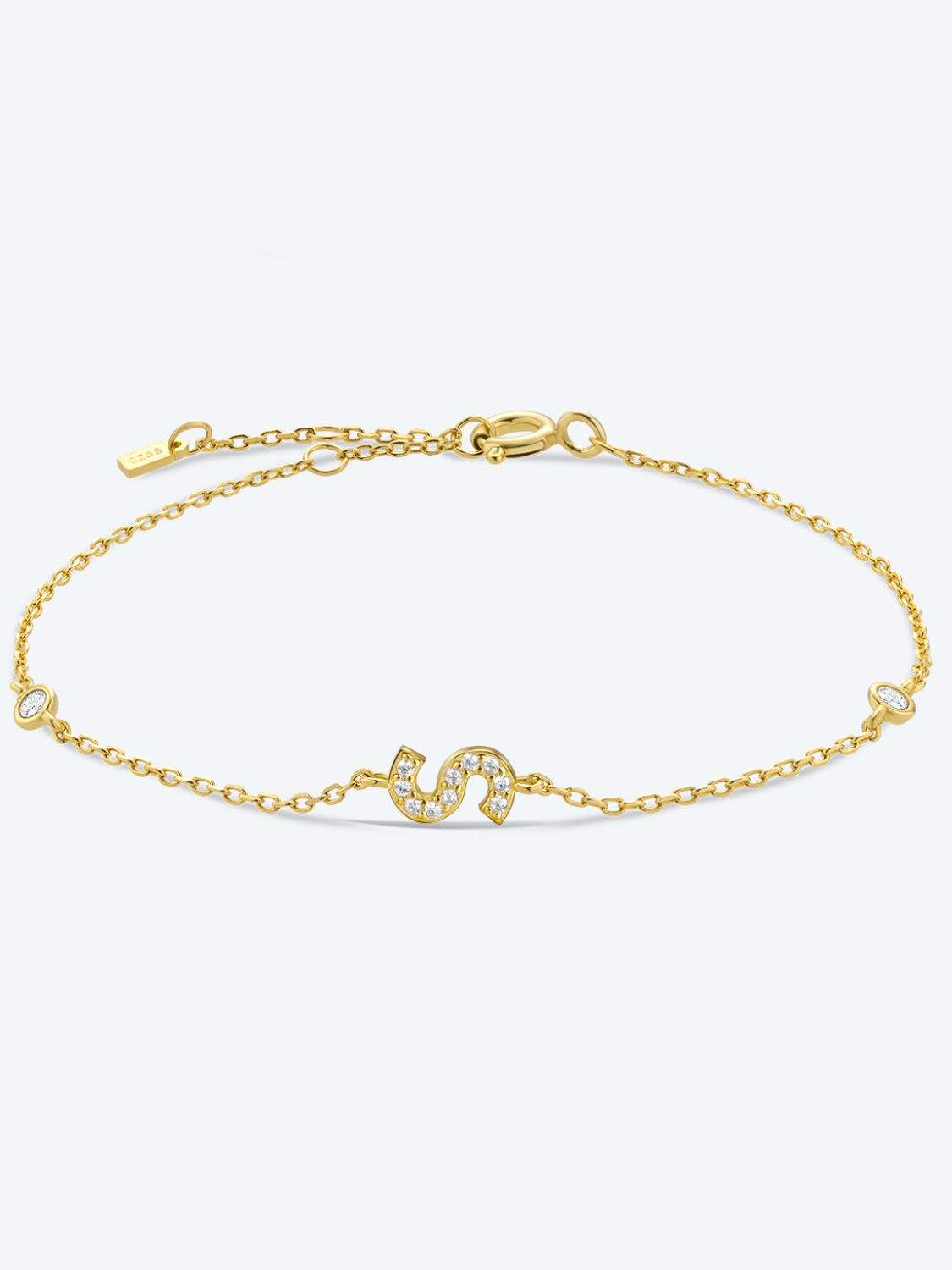Q To U Zircon 925 Sterling Silver Bracelet S Gold One Size Bracelets - Tophatter Daily Deals