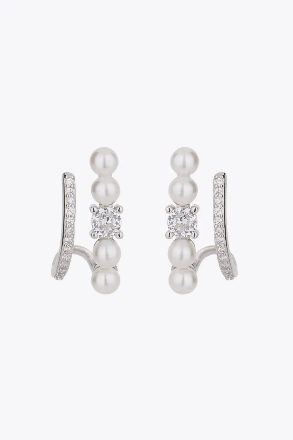 Synthetic Pearl 925 Sterling Silver Earrings Silver One Size Earrings - Tophatter Daily Deals