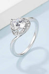 1 Carat Moissanite 925 Sterling Silver Heart Ring Moissanite - Tophatter Daily Deals