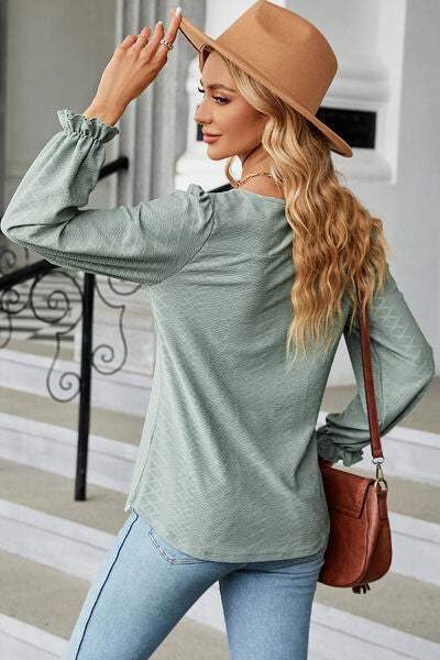 Round Neck Flounce Sleeve T-Shirt Women's T-Shirts - Tophatter Daily Deals