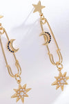 Inlaid Pearl Star and Moon Drop Earrings Earrings - Tophatter Daily Deals