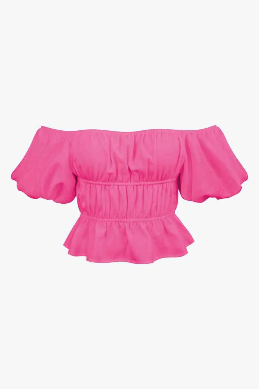 Square Neck Balloon Sleeve Cropped Blouse Blouses - Tophatter Daily Deals