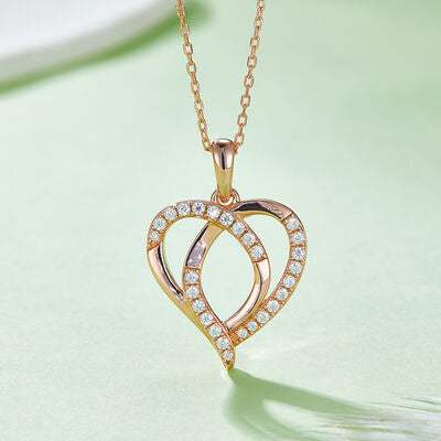 Moissanite 925 Sterling Silver Heart Shape Necklace Rose Gold One Size Moissanite - Tophatter Daily Deals