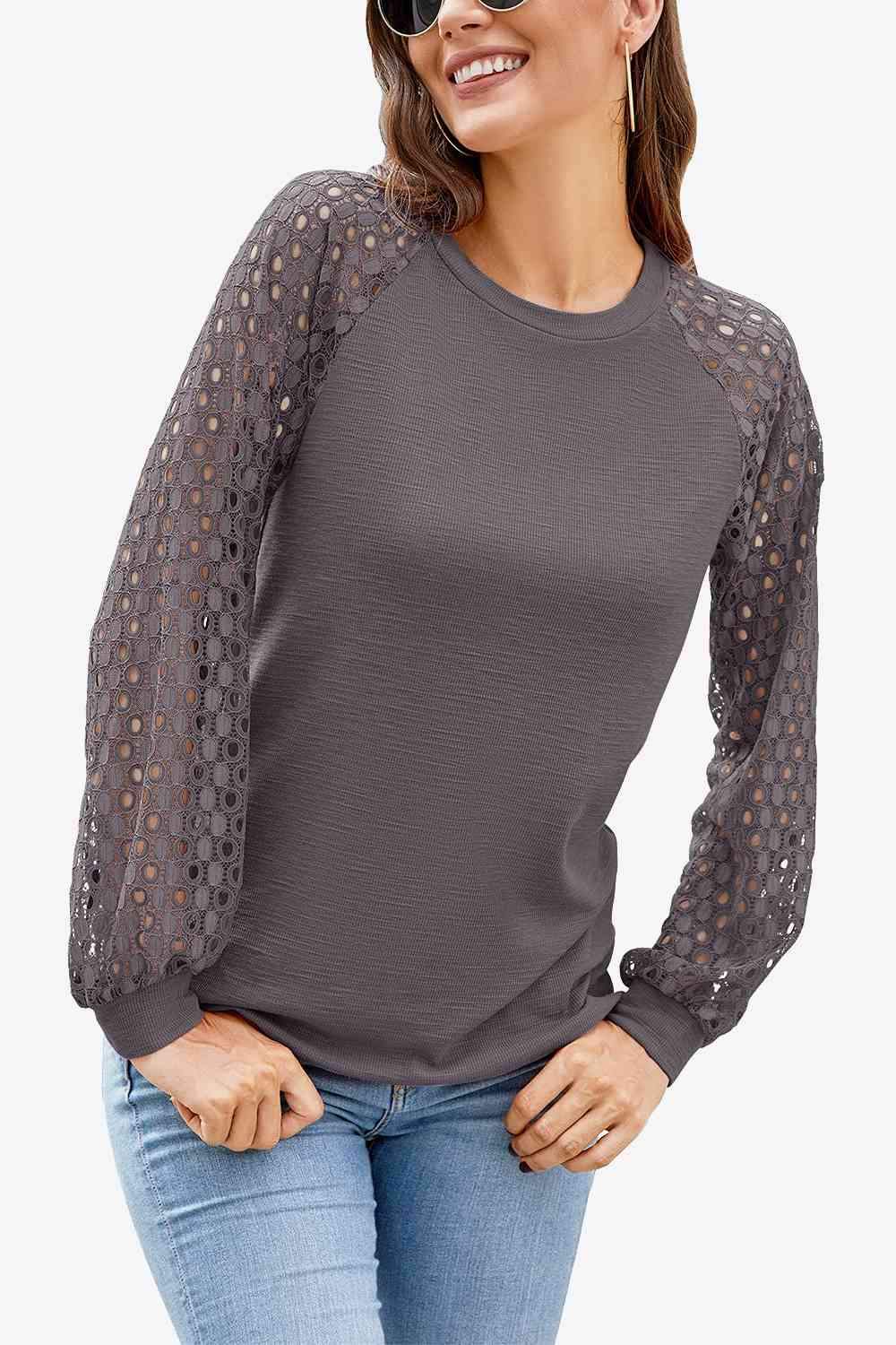 Long Raglan Sleeve Round Neck Tee Women's T-Shirts - Tophatter Daily Deals