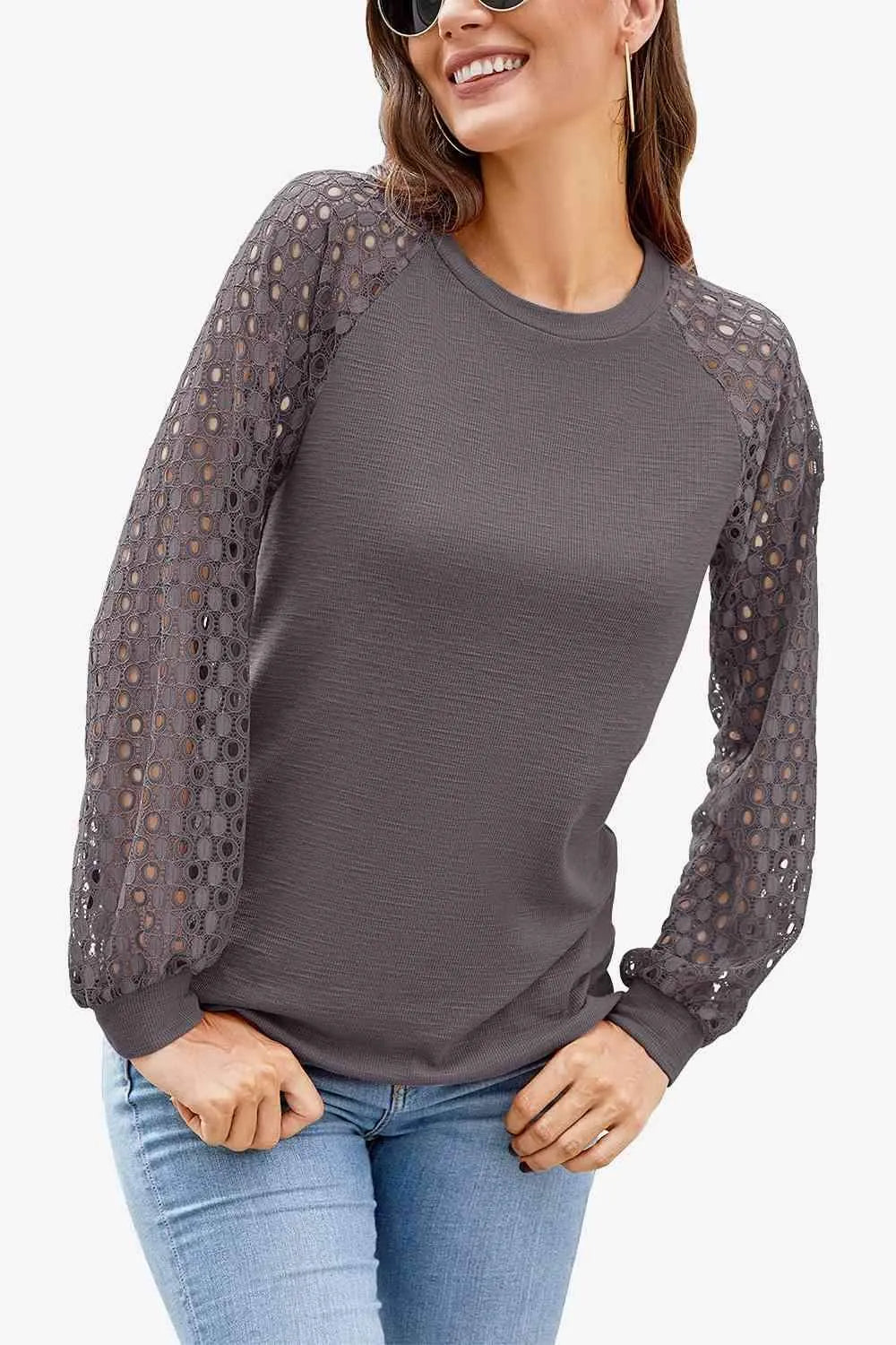 Long Raglan Sleeve Round Neck Tee Women's T-Shirts - Tophatter Daily Deals