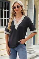 V-Neck Half Sleeve T-Shirt Women's T-Shirts - Tophatter Daily Deals