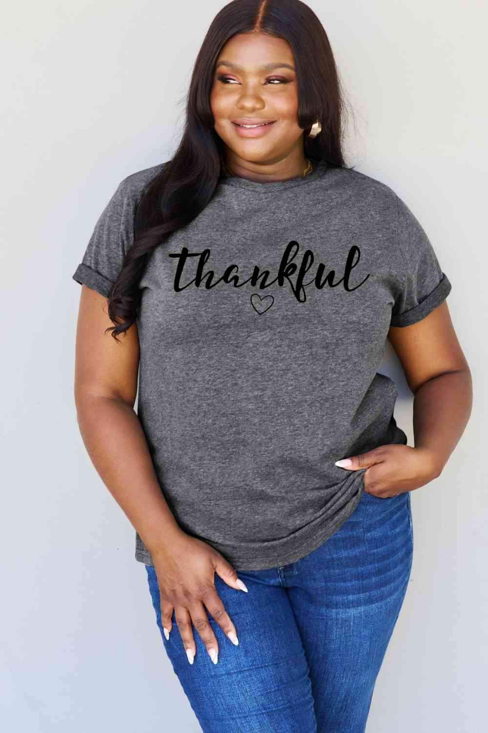 Simply Love Full Size THANKFUL Graphic T-Shirt Women's T-Shirts - Tophatter Daily Deals