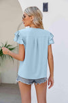 V-Neck Layered Flutter Sleeve Top Blouses - Tophatter Daily Deals