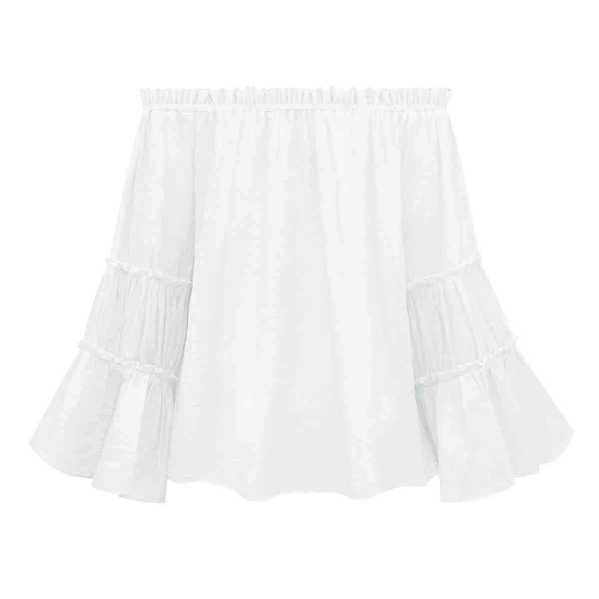 Off-Shoulder Frill Trim Blouse Blouses - Tophatter Daily Deals