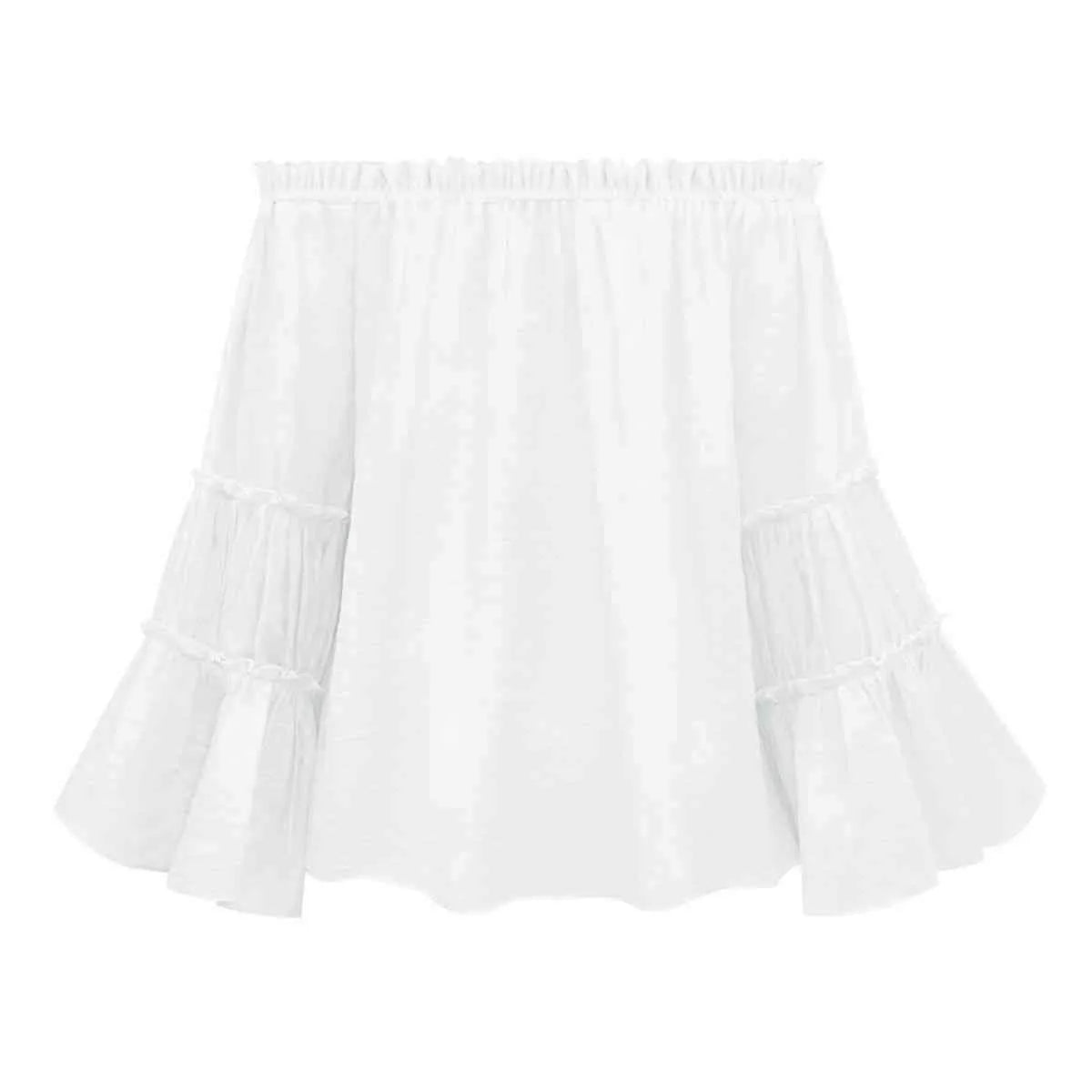 Off-Shoulder Frill Trim Blouse Blouses - Tophatter Daily Deals