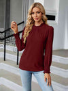 Round Neck Flounce Sleeve Blouse - Tophatter Deals