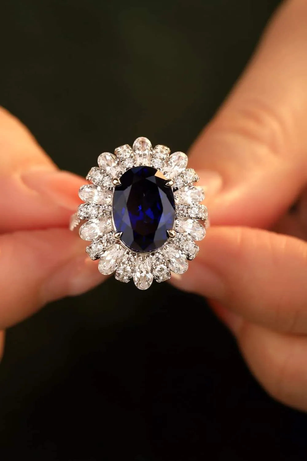 5 Carat Lab-Grown Sapphire Flower Shape Ring Rings - Tophatter Daily Deals