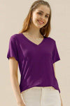 Ninexis Full Size V-Neck Short Sleeve T-Shirt PLUM Women's T-Shirts - Tophatter Daily Deals