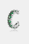 Inlaid Zircon Single Cuff Earring Silver Green One Size Earrings - Tophatter Daily Deals