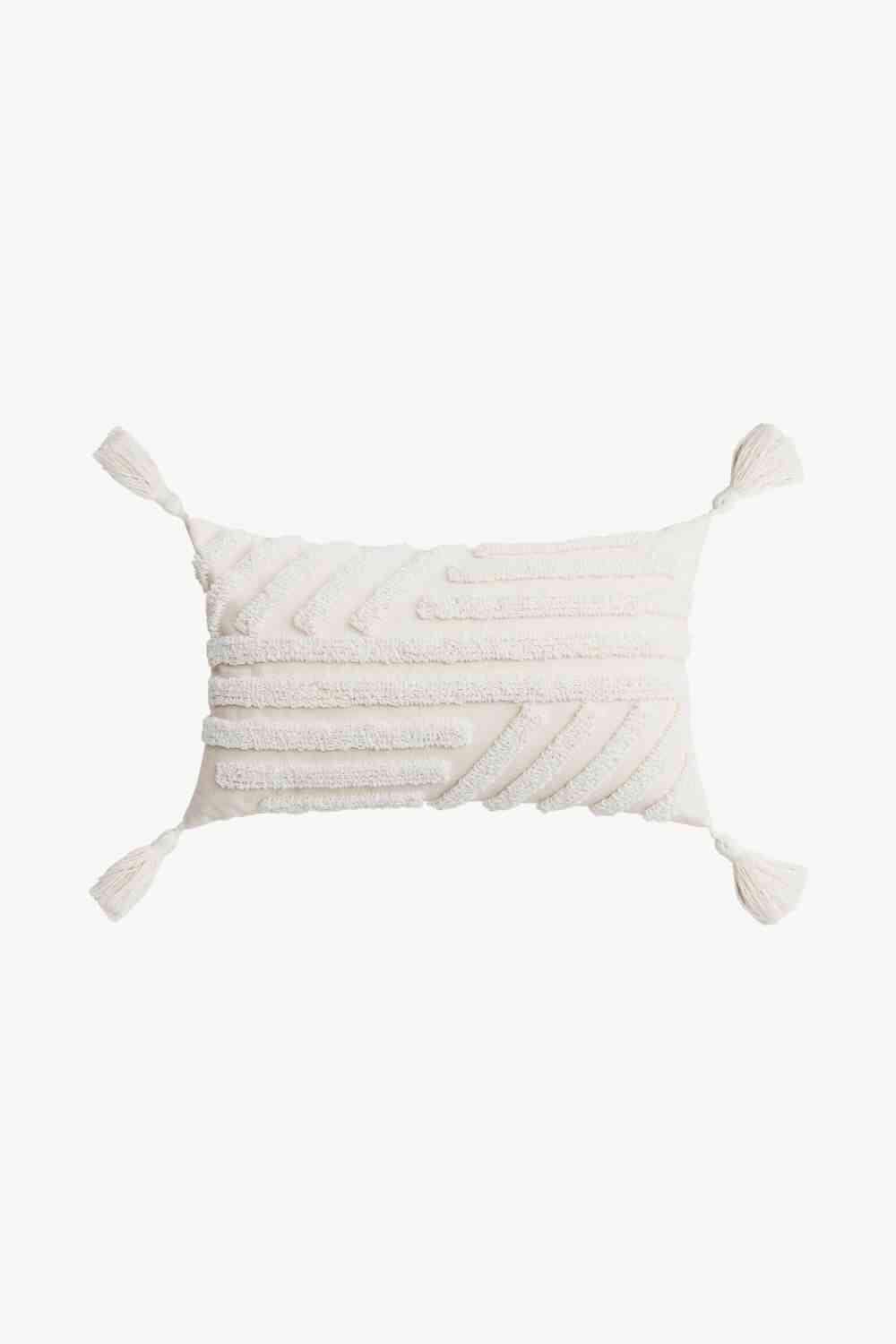 Textured Decorative Throw Pillow Case White Lumbar Pillow One Size Decorative Pillowcases - Tophatter Daily Deals