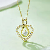 1 Carat Moissanite 925 Sterling Silver Heart Shape Necklace Gold One Size Moissanite - Tophatter Daily Deals