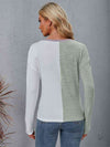 Color Block Round Neck Top with Pocket Women's T-Shirts - Tophatter Daily Deals