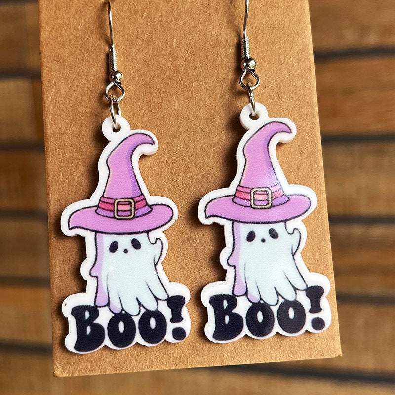 Halloween Theme Acrylic Dangle Earrings Style B One Size Earrings - Tophatter Daily Deals