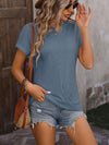 Cable-Knit Round Neck Short Sleeve T-Shirt Women's T-Shirts - Tophatter Daily Deals