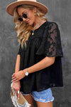 Round Neck Puff Sleeve Blouse Blouses - Tophatter Daily Deals