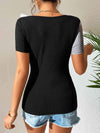 Contrast Cutout Short Sleeve T-Shirt Women's T-Shirts - Tophatter Daily Deals