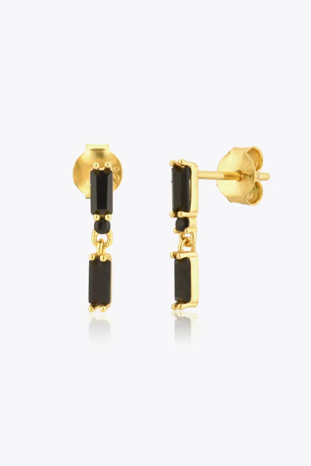 Zircon 925 Sterling Silver Drop Earrings Gold Black One Size Earrings - Tophatter Daily Deals